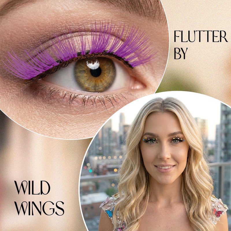 Profusion Cosmetics Empowered Butterfly Flutter Lashes 4 Pairs Eyelash Set – Soft Wispy & Glitter False Lashes with Thin Flexible Band, Reusable & All-Day Comfortable Wear