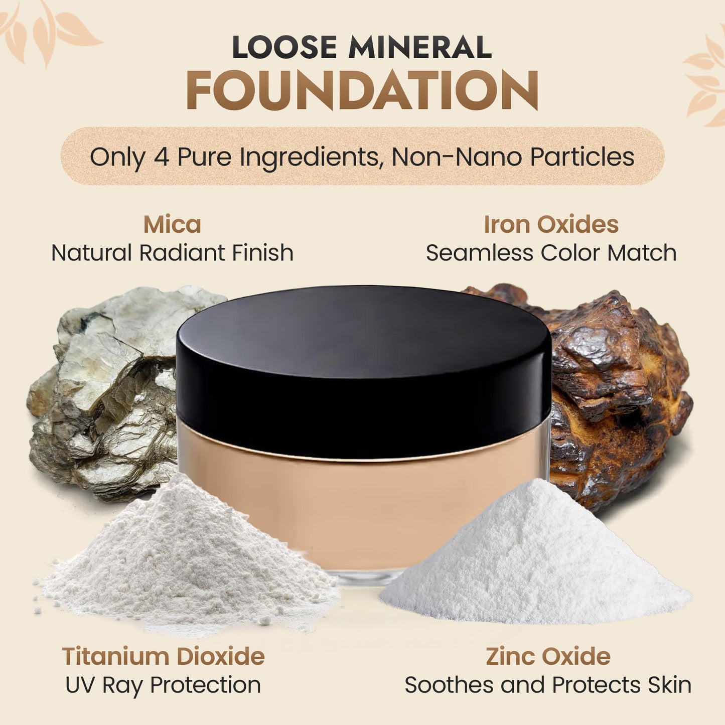 BaeBlu InstaFame Loose Powder Foundation, Dream - Full Coverage Matte Natural Mineral foundation for Sensitive & Acne-Prone Skin - Non-Nano Zinc, Titanium Dioxide Mineral Pigment, No Fillers/Binders