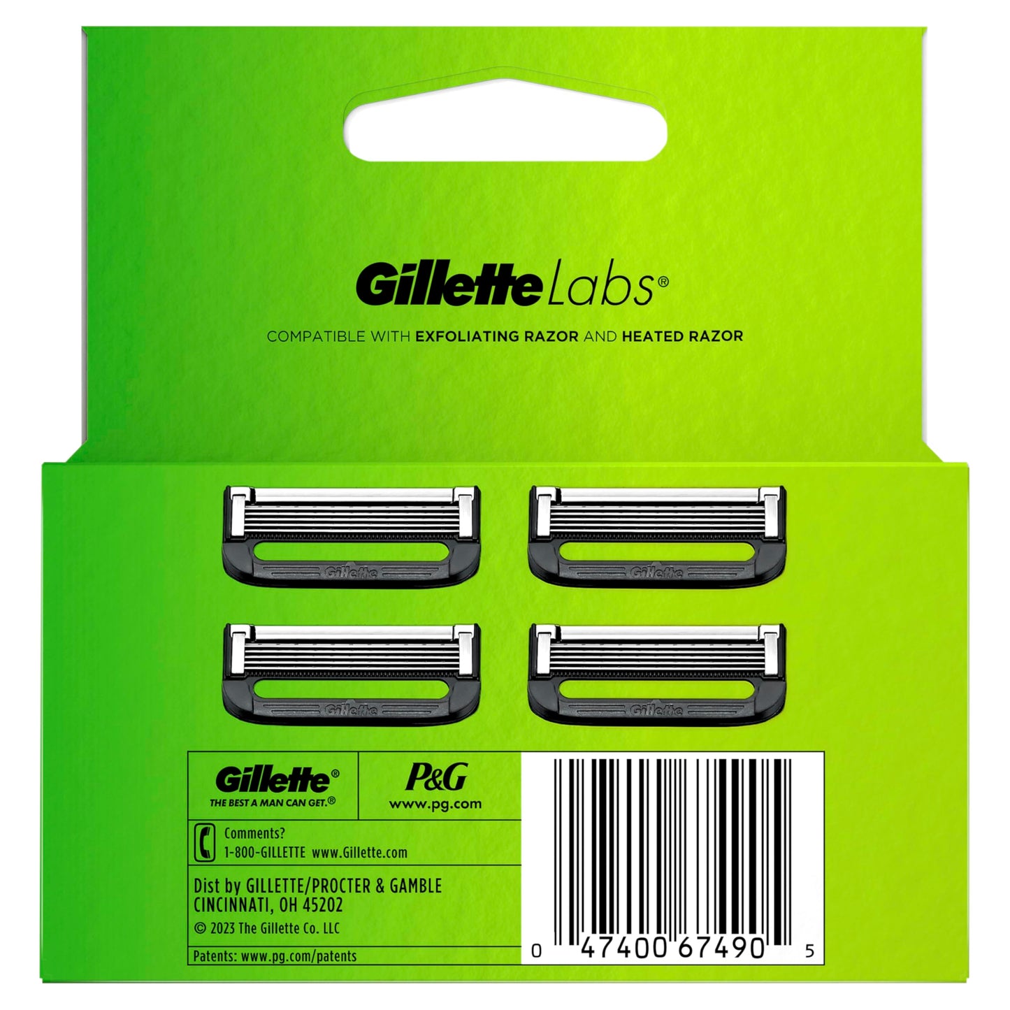 Gillette Labs Razor Blade Shaving Refills for Men, 4 count