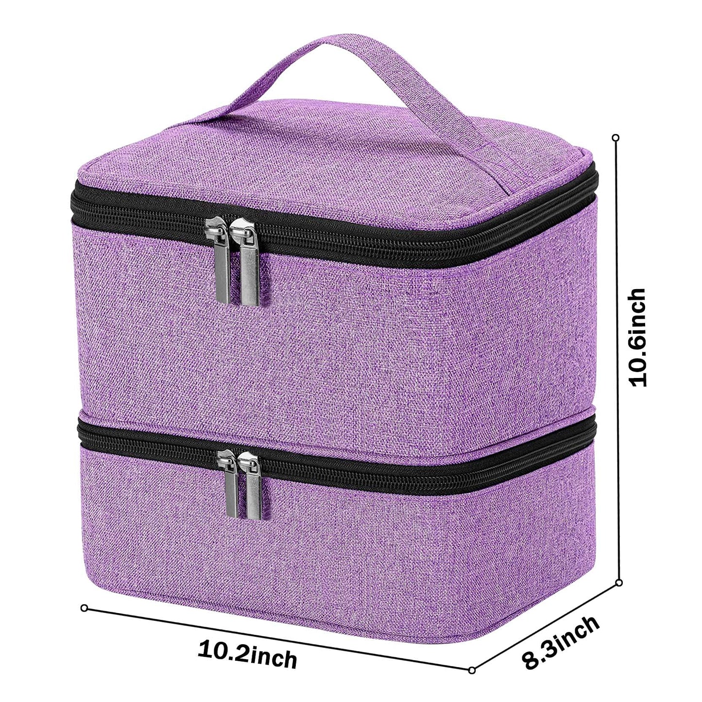 ZBX Nail Polish Organizer Purple Color Large-Capacity Double-Layer Nail Polish Travel Cases Holds 42 Bottles (15ml) and 1 LED Nail Lamp With Adjustable Anti-Vibration Divider