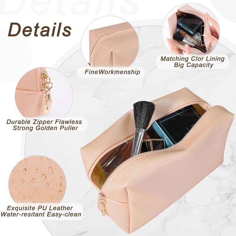 Chunful 18 Pcs Cosmetic Bags Bulk Makeup Bag Set for Women Preppy PU Leather Zipper Small Purse Water Resistant Portable Travel Toiletry Pouch, 18 Colors