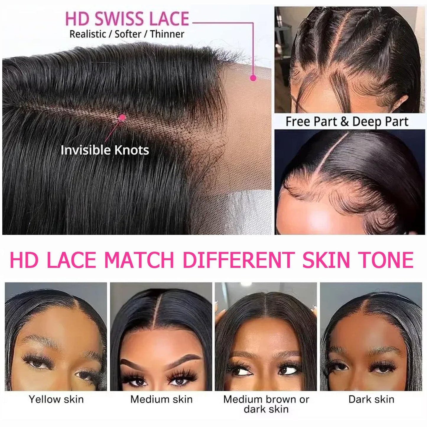 Hertune Bob Wig Human Hair 13x4 Frontal Lace Wig Human Hair 180 Density Glueless Pre Plucked with Baby Hair Straight Bob Wigs for Black Women 180% Density Pre Plucked Natural Color 12 inch