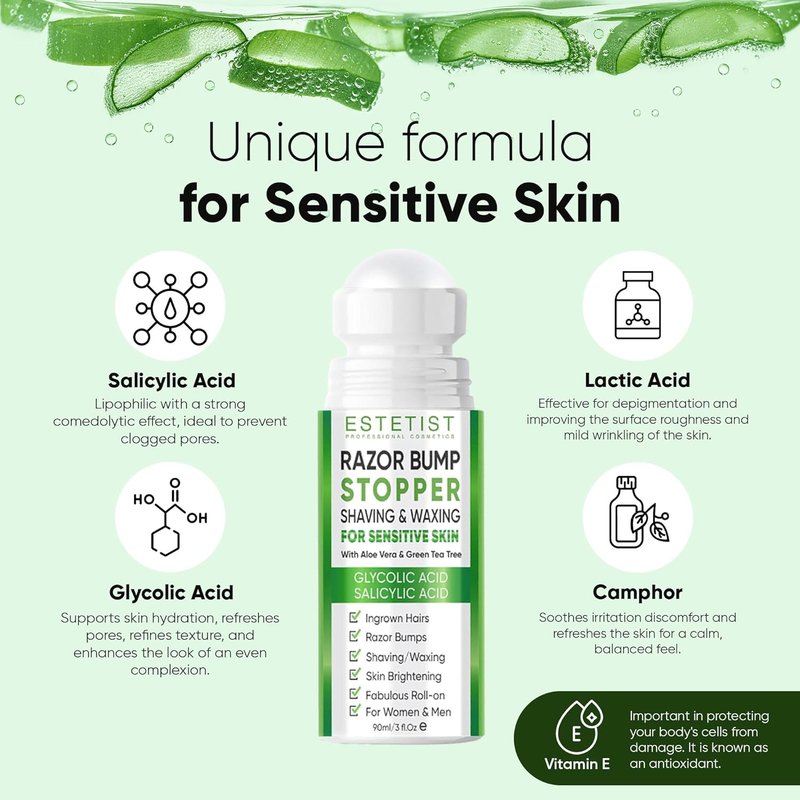 Estetist Razor Bump Stopper - Sensitive Skin After Shave Serum | Calms Irritation & Soothes Skin