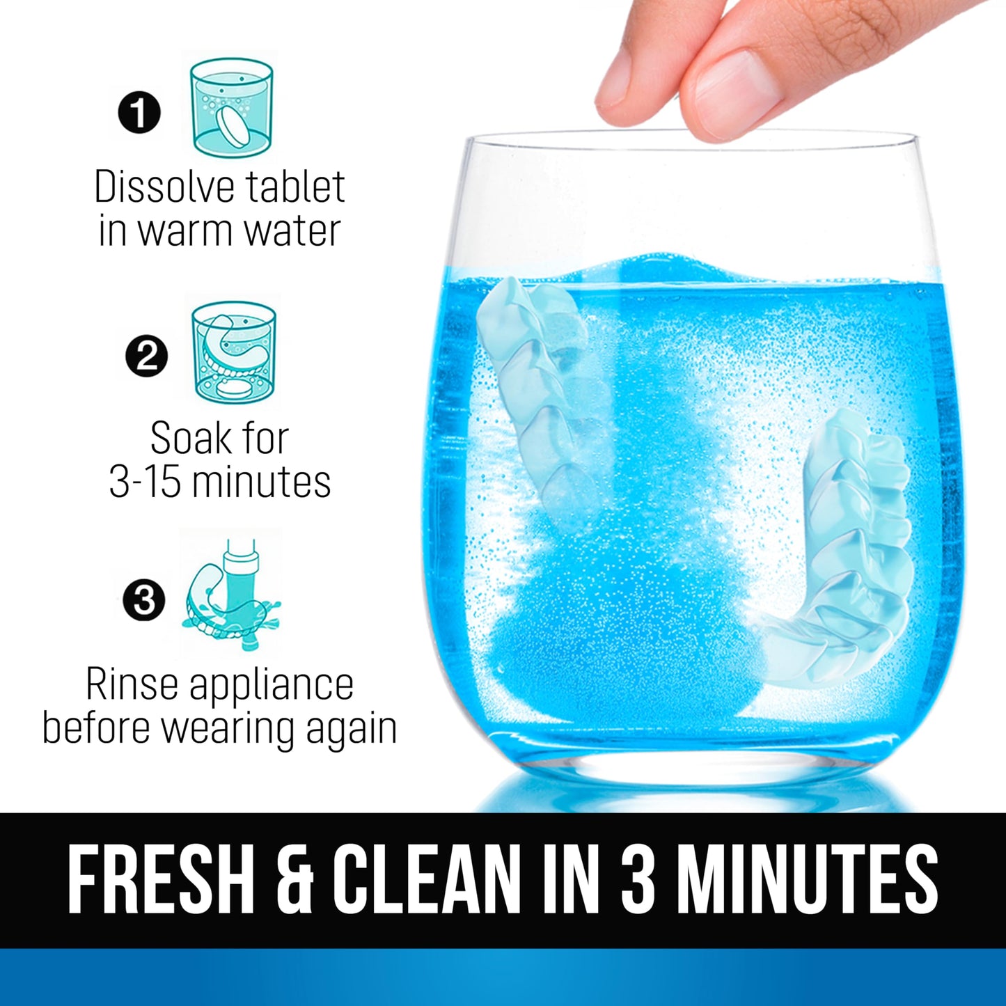 ZENGATE Retainer Cleaner Tablets for Dentures, Retainers, Aligners & Night Guards – 120 Denture Cleaning Tablets, 3-Minute Deep Clean, Removes Odor, Plaque & Stains – FSA HSA Eligible