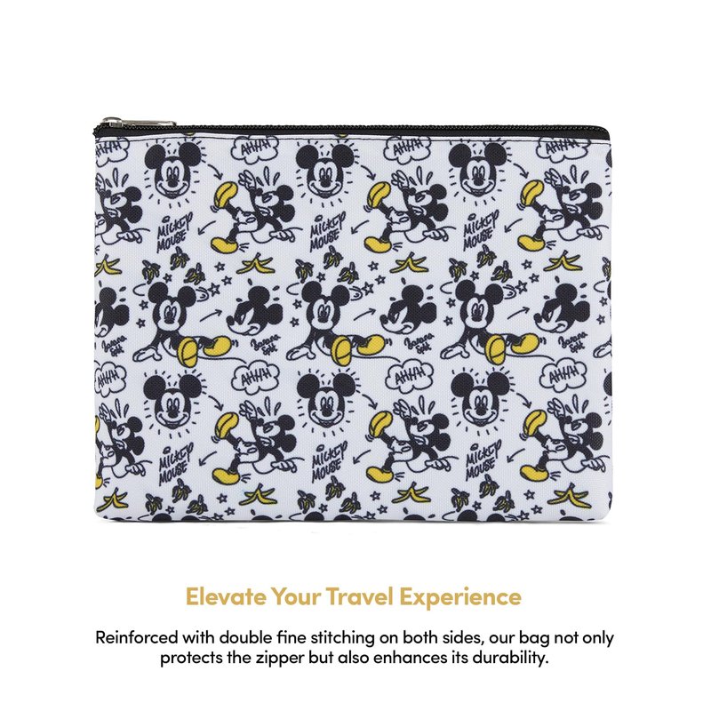 Mickey Mouse Cosmetic Case Set - Officially Licensed Mickey and Minnie Mouse Travel Cosmetic Case 3 Piece Set - Girls, Boys, Teens, Adults (Black Mickey)