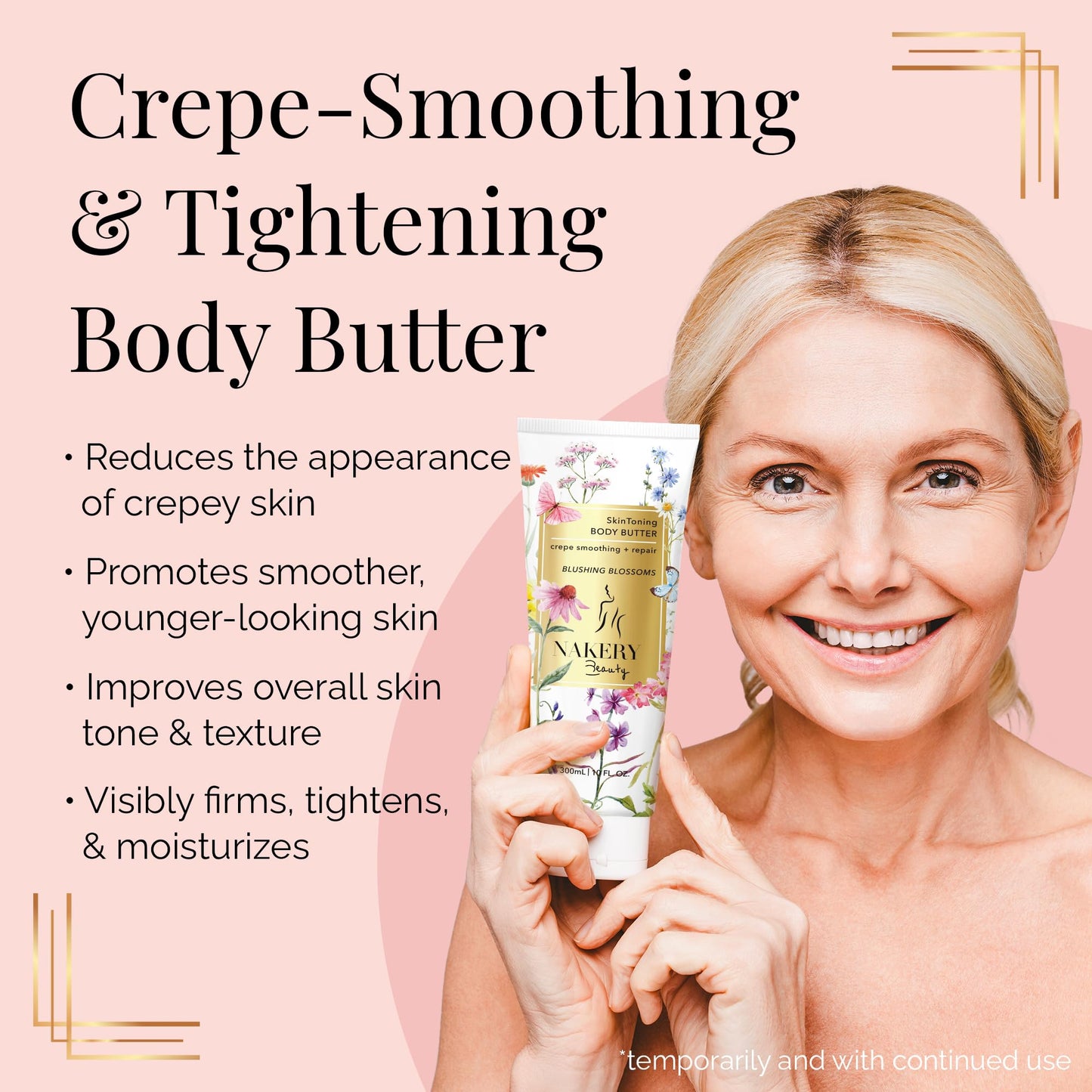 NAKERY Body Butter Anti Aging Moisturizer - Body Cream Skin Tightening Cream & Neck Firming Cream, Moisturizing Cream & Neck Tightening Cream for Body & Face Cream for Dry Skin 300ml(Seaside Serenity)