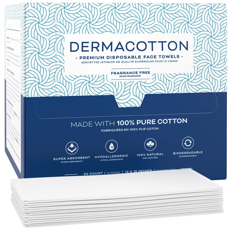 X-Large 100% Pure Cotton Face Towels – 100 Count Extra Large Disposable Wash Cloths for Face Washing, Makeup Removal & Acne Care | Ultra Soft, Hypoallergenic & Fragrance-Free