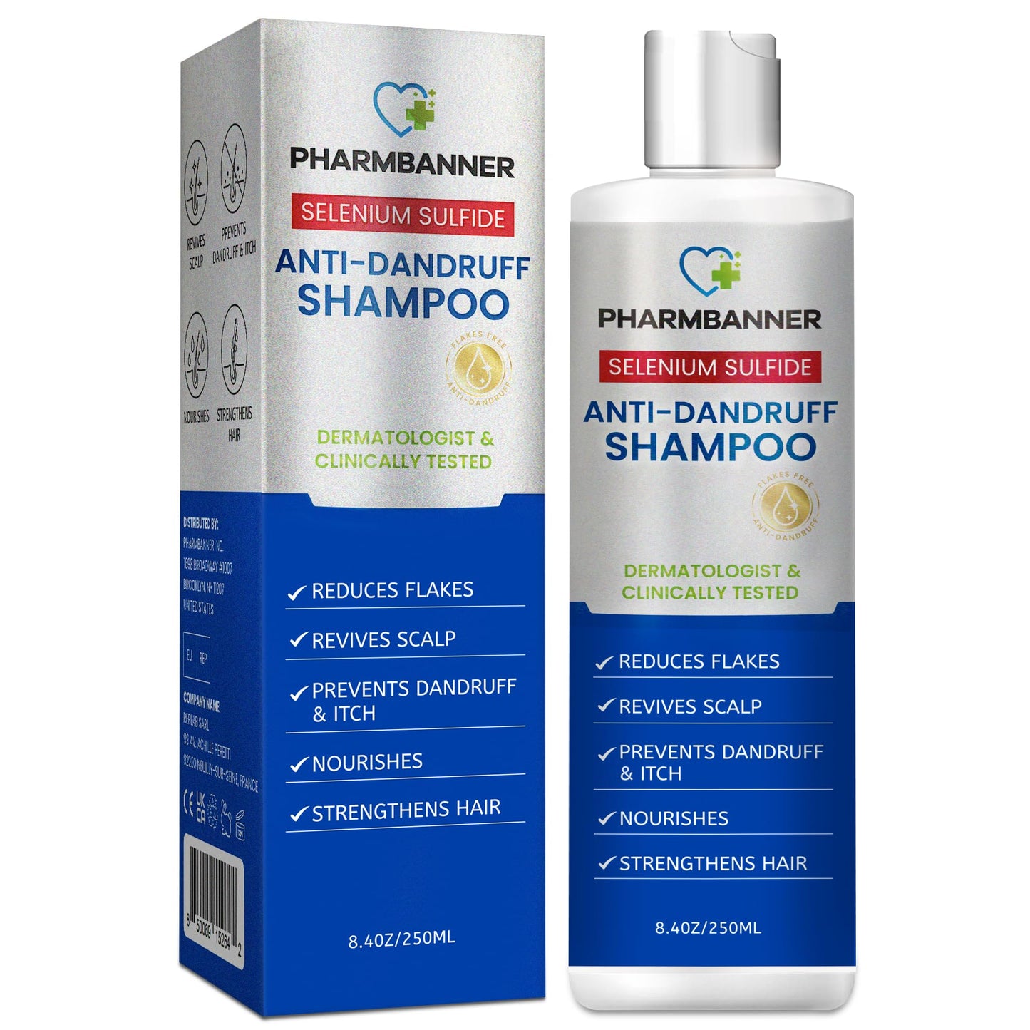 PHARMBANNER Anti-Dandruff Shampoo & Conditioner: Tea Tree Oil & Moroccan Argan Oil - Deep Hydration & Repair - Nourishes, Smooths, Restores Shine - Safe for Dry or Damaged Hair