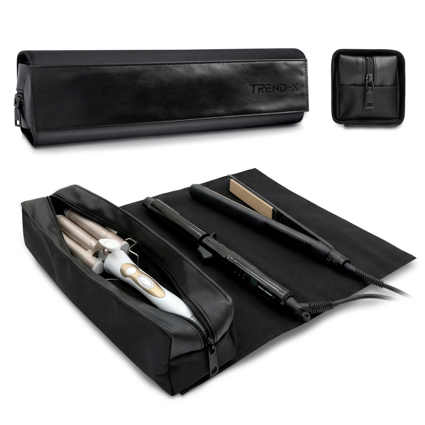TREND-X Hair Styling Tools Organizer Bag with Heat-Resistant Mat, Flat Iron Travel Case, Travel Bag for Curling Iron, Straightener and Hot Brushes, Storage Case for Hot Hair Tools (Irons Not Included)