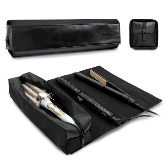 TREND-X Hair Styling Tools Organizer Bag with Heat-Resistant Mat, Flat Iron Travel Case, Travel Bag for Curling Iron, Straightener and Hot Brushes, Storage Case for Hot Hair Tools (Irons Not Included)