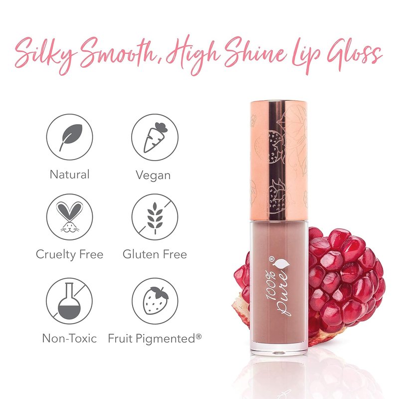 100% Pure Lip Gloss - Fruit Pigmented Moisturizing Formula | Pink Caramel, Sheer Finish, 0.14 Fl Oz