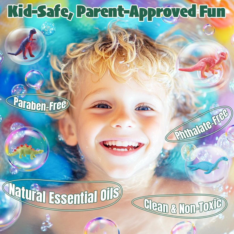 Dinosaur Bath Bombs for Kids with Surprise Inside, 20 Pack Natural Dino Egg Bath Bombs with Exclusive Carnivorous & Herbivorous Dinosaur Toys, Easter Basket Stuffers Easter Gifts for Boys, Girls