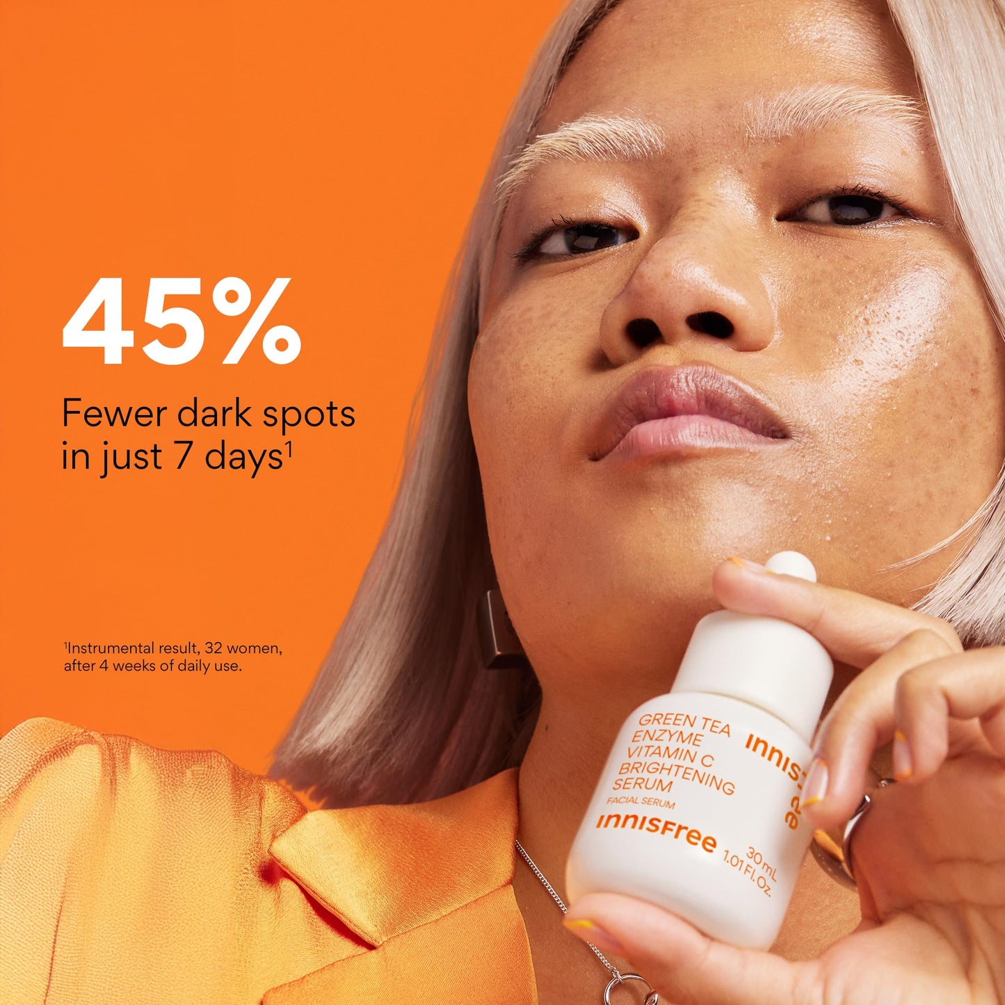 innisfree Green Tea Enzyme Vitamin C Serum for Dark Spot Fading, Korean Face Serum for Glow and Radiance