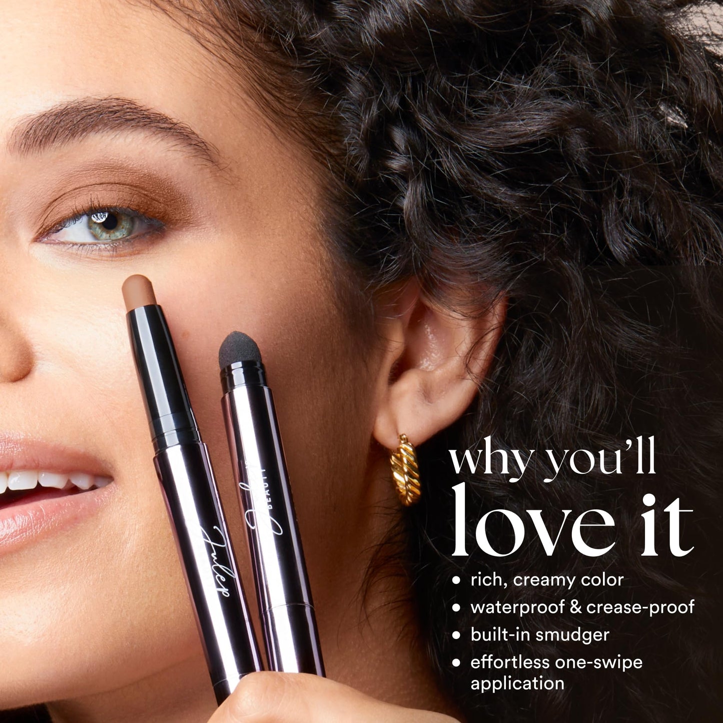 Julep Eyeshadow 101 Cream-to-Powder Waterproof Eyeshadow Stick – Pearl Shimmer – Long-Lasting, Buildable, Crease-Proof, Cruelty Free, Shimmer Finish with Built-In Smudger