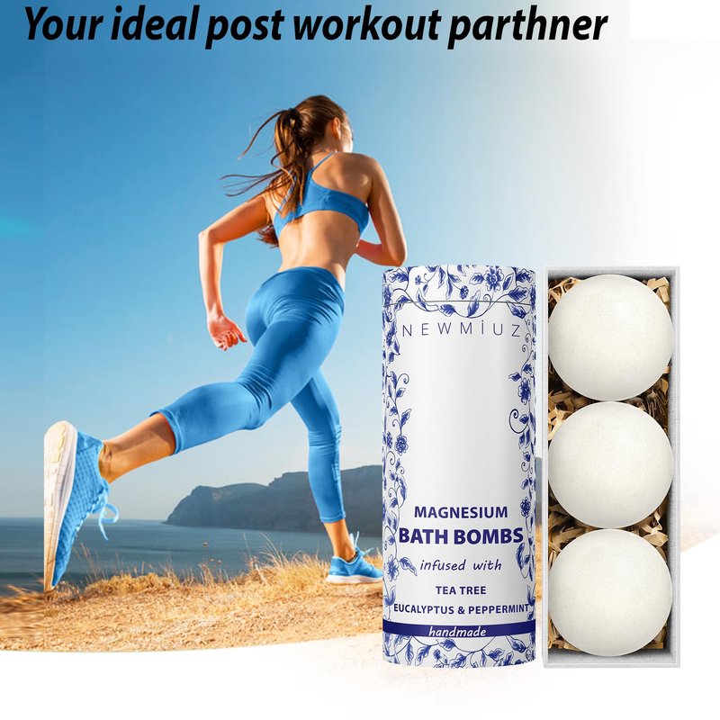 Magnesium Bubble Bath Bombs Long Lasting Foaming Sore Muscles Recovery Tea Tree Relaxing Stress Relief Calming Self Care Spa Gift for Birthday Christmas
