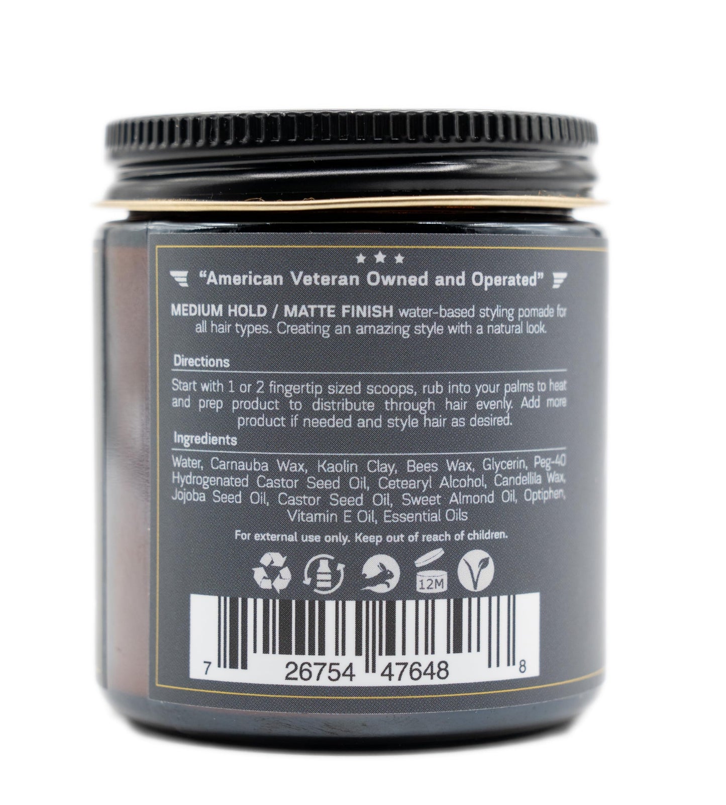 Corpsman's BLACK OPS STYLING PASTE | Medium Hold | Matte Finish | 4 ounce glass jar