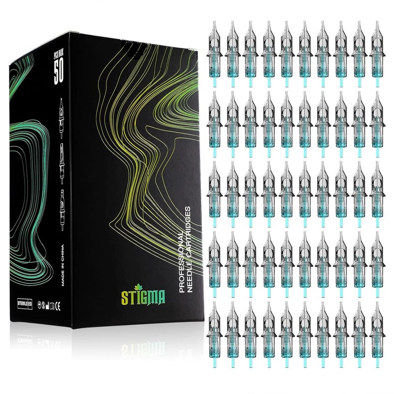 Aquamarine Knight Tattoo Cartridge Needles - 50 Pcs 0.3mm Bugpin Round Liner, Disposable with Membrane