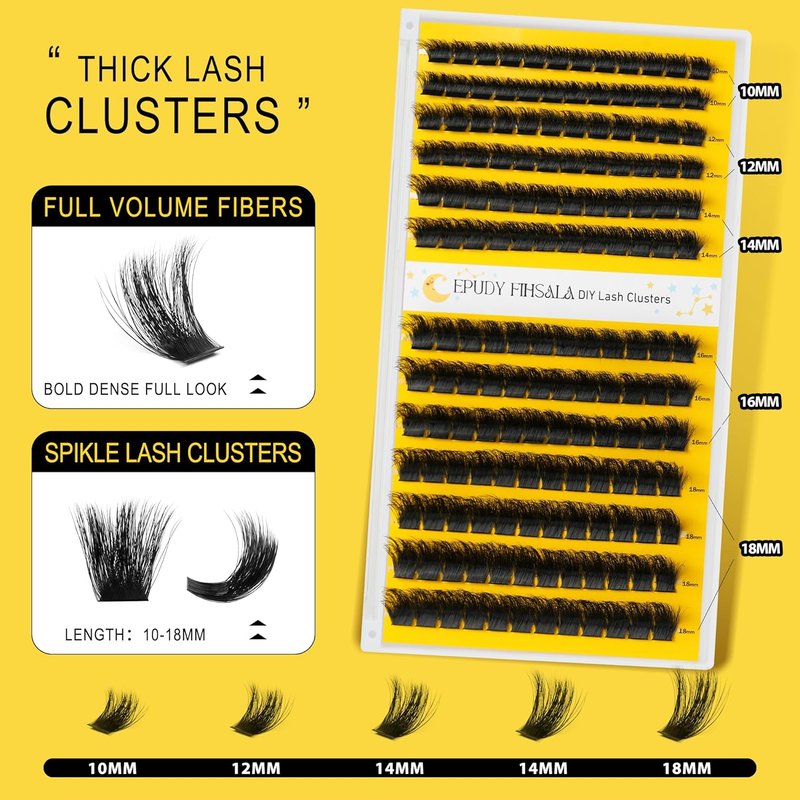 Fluffy Lash Clusters - 200D D Curl Mink Volume Extensions | 10-18mm Soft & Comfortable 3D Layered Kit