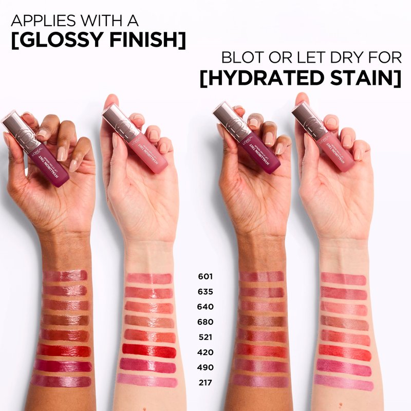 L'Oreal Paris Hyaluron Tint Lip Stain Serum, Long Lasting, Hydrating Lip Makeup Infused with Hyaluronic Acid, 635 Worth It Medium (Medium Berry Nude)
