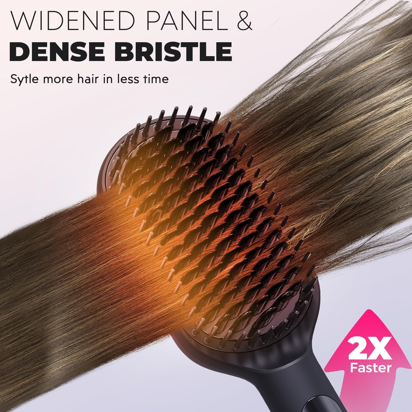 LANVIER Hair Straightener Brush, Ionic Straightening Brush with Infrared