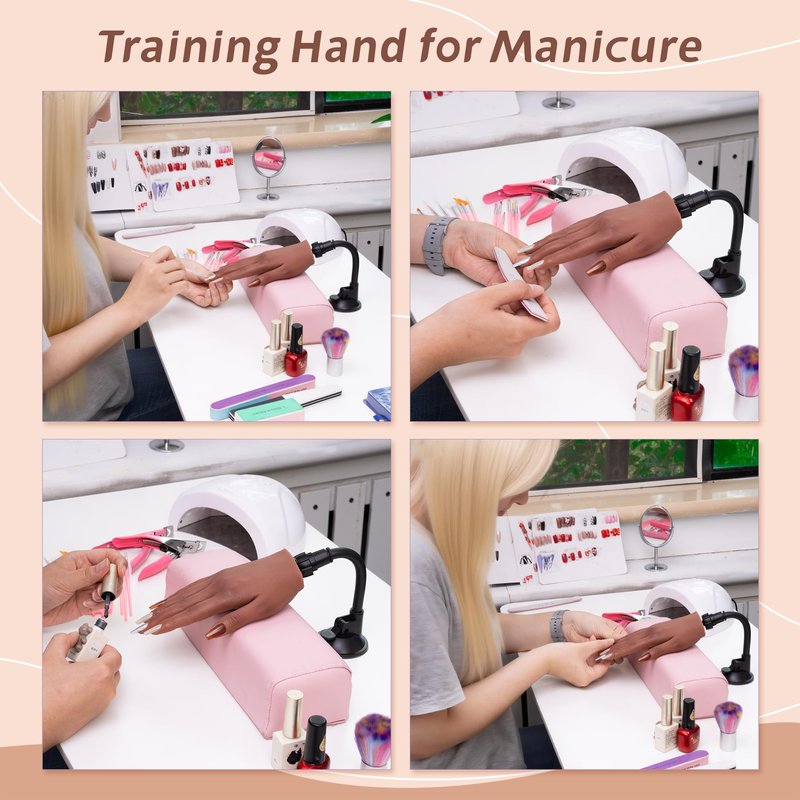 Veikmv Practice Hand for Acrylic Nails,Professional Mannequin Hand with Flexible Fingers for Acrylic Nails,Gel Polish & Nail Art Training,Ideal Practice Tool for Manicure Beginners