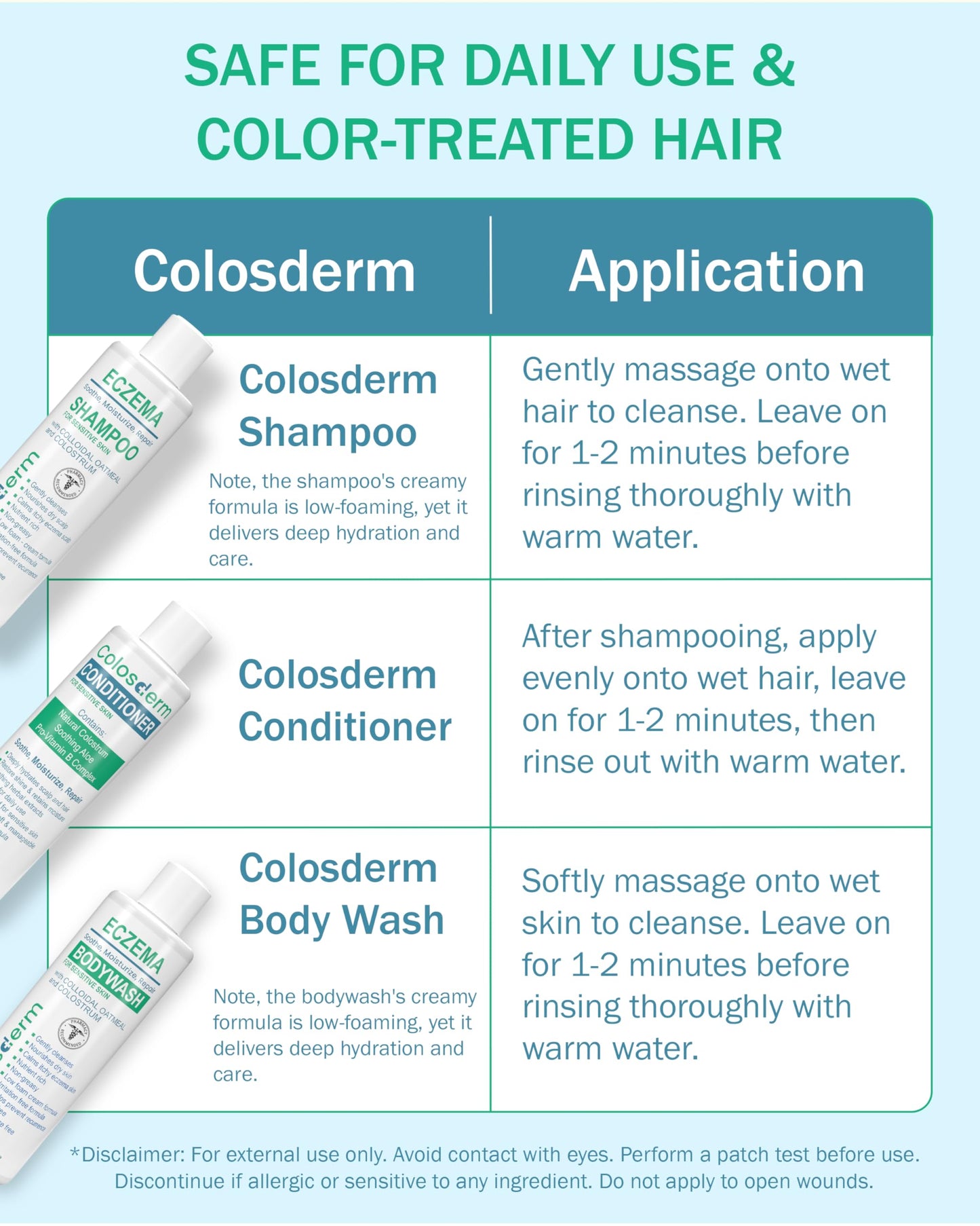 Eczema Cream Shampoo and Conditioner Scalp Treatment for Sensitive Skin for Kids & Adults- Colostrum & Colloidal Oatmeal -Itchy Scalp Anti Dandruff Shampoo for Women & Men, 16 fl oz, Made in USA
