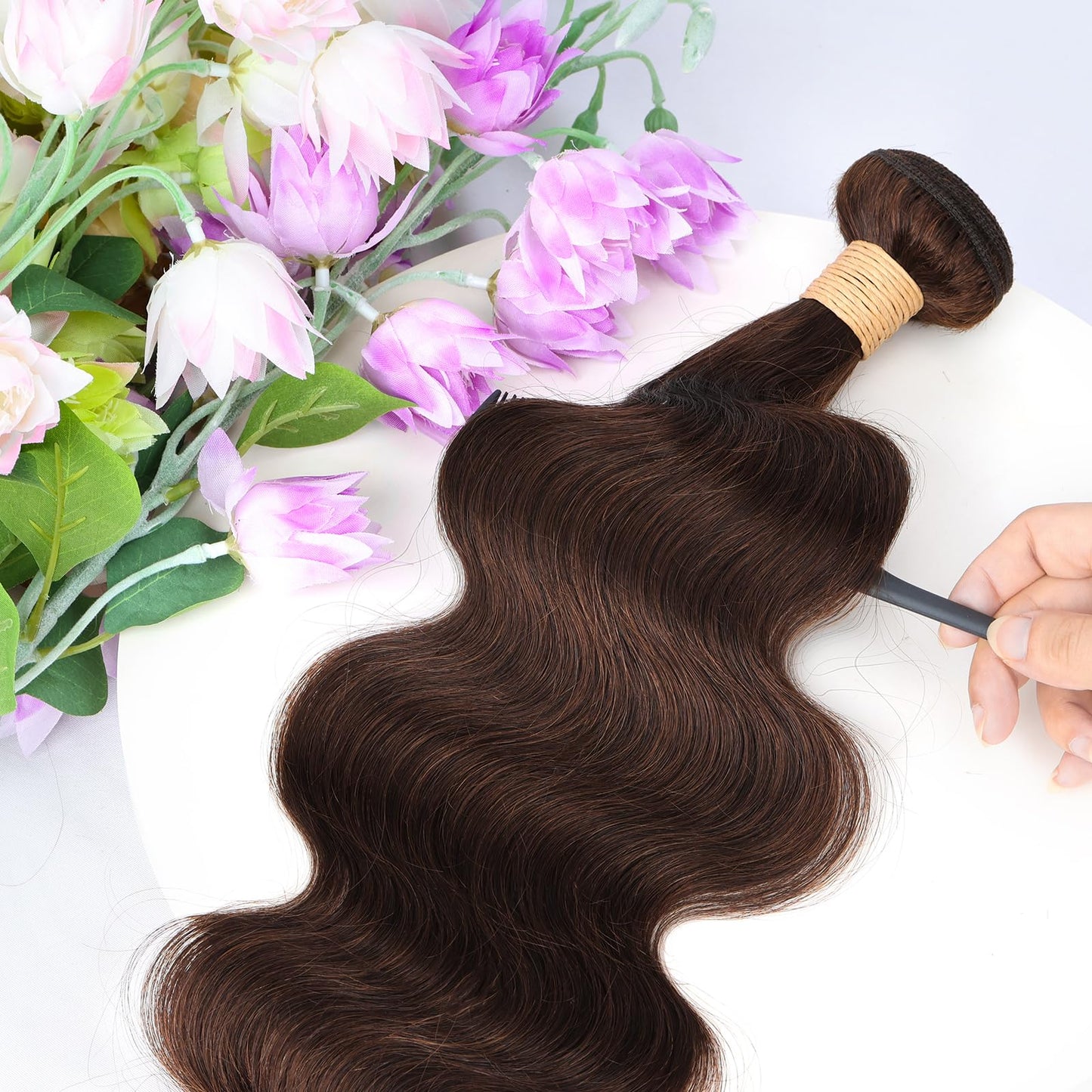 ALLRUN 16 Inch Brown Human Hair Bundle Body Wave 1 Pc - 100% Unprocessed Brazilian Virgin Hair Extensions Chocolate Brown Bundles Human Hair 4# Color (12A)
