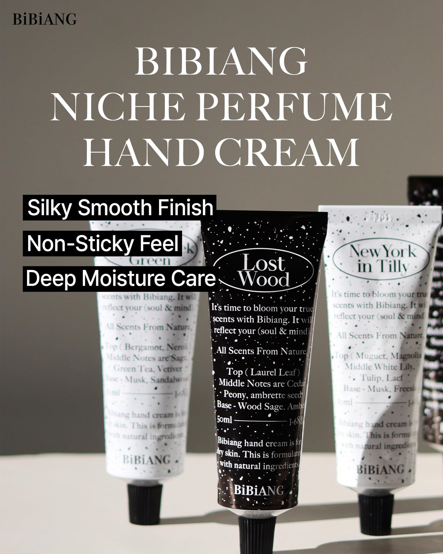 BiBiANG Walnut Creek Green Hand Cream - Korean Hand Care for Moisturizing & Nourishment - Hydrating Hand Care Formula with Forest Bergamot Scent, Shea Butter & Niacinamide - 1.69oz