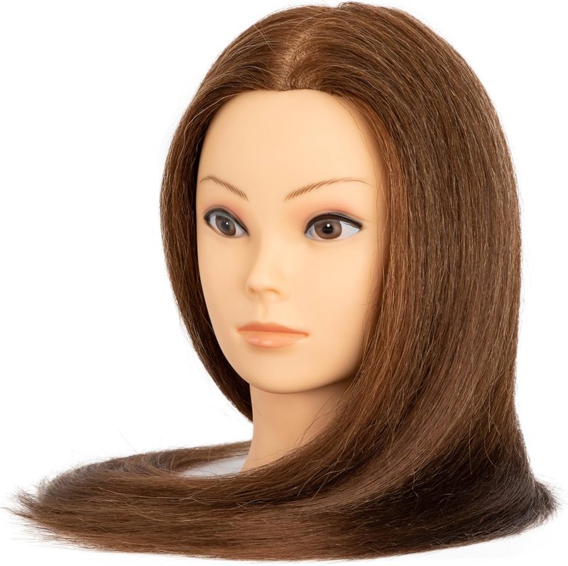 Realistic Human Hair Mannequin Head - 100% Real Hair for Cosmetology Training | Brown
