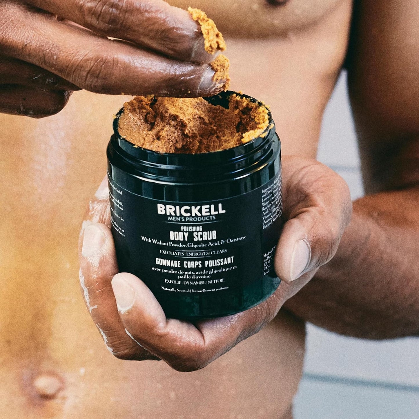 Brickell Men's Polishing Body Scrub - Natural Organic Exfoliator for Clear Skin | 8 oz