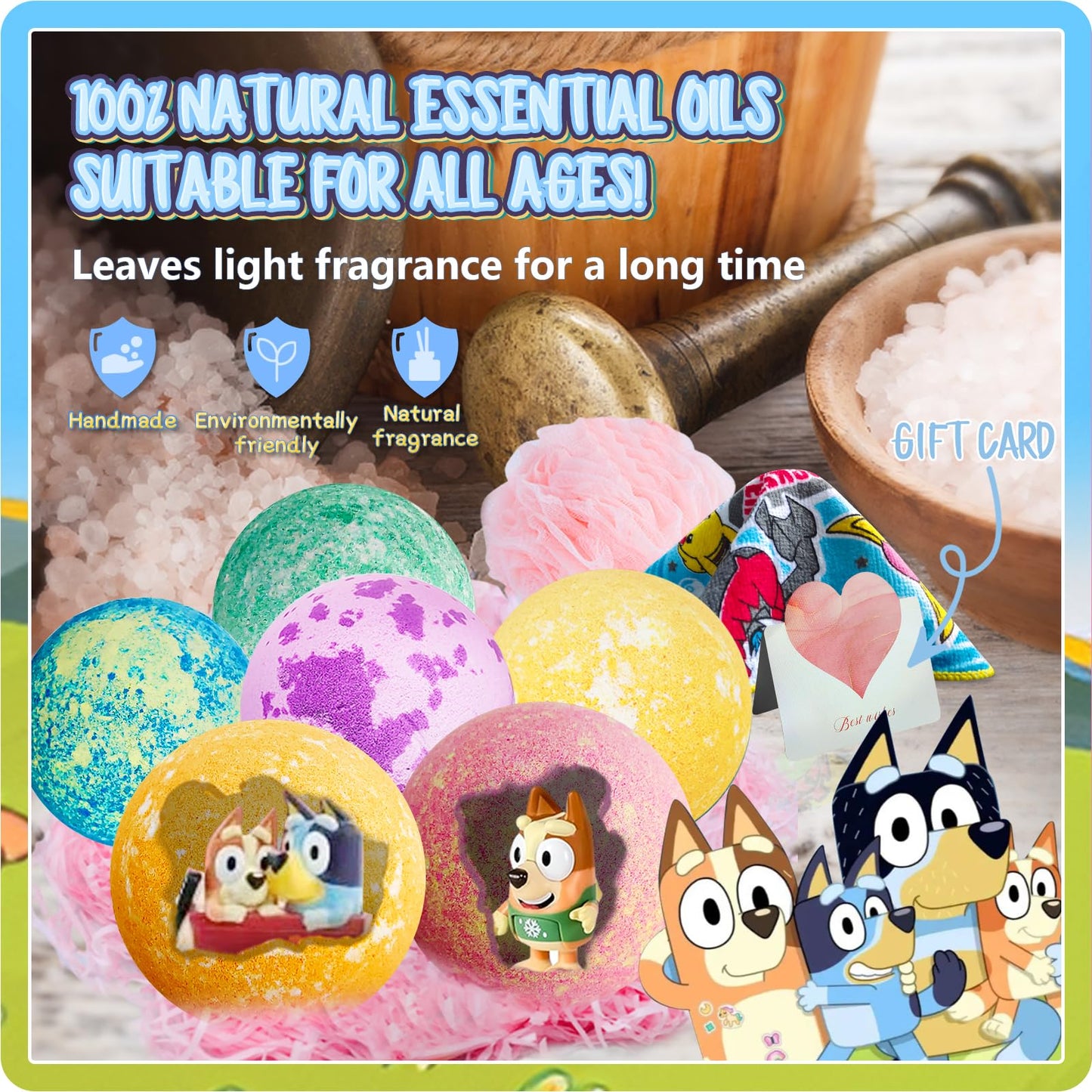 Bath Bombs for Kids: XXL Bath Bombs with Surprise Inside, Organic Bath Bombs Rich in Natural Essential Oils, Kids Bath Gift Set for Dry Skin Moisturize, Summer Party Favors for Kids (6 Pcs)