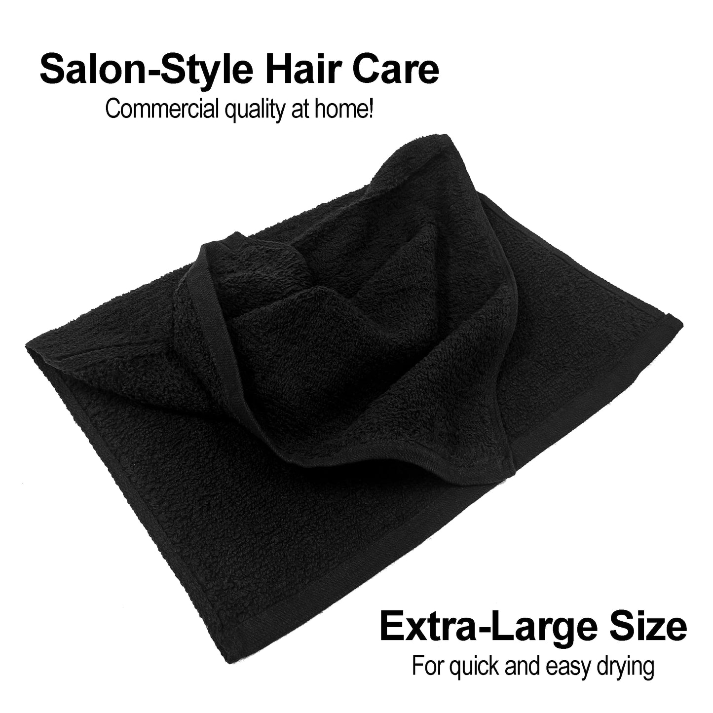 Eurow Ultra-Soft & Absorbent Cotton Salon Towels for Home, Beauty, Gym & Professional Salons, Fast-Drying for Hair, Hands & Spa Use, Durable & Machine Washable, 16" x 27", 24-Pack, Black