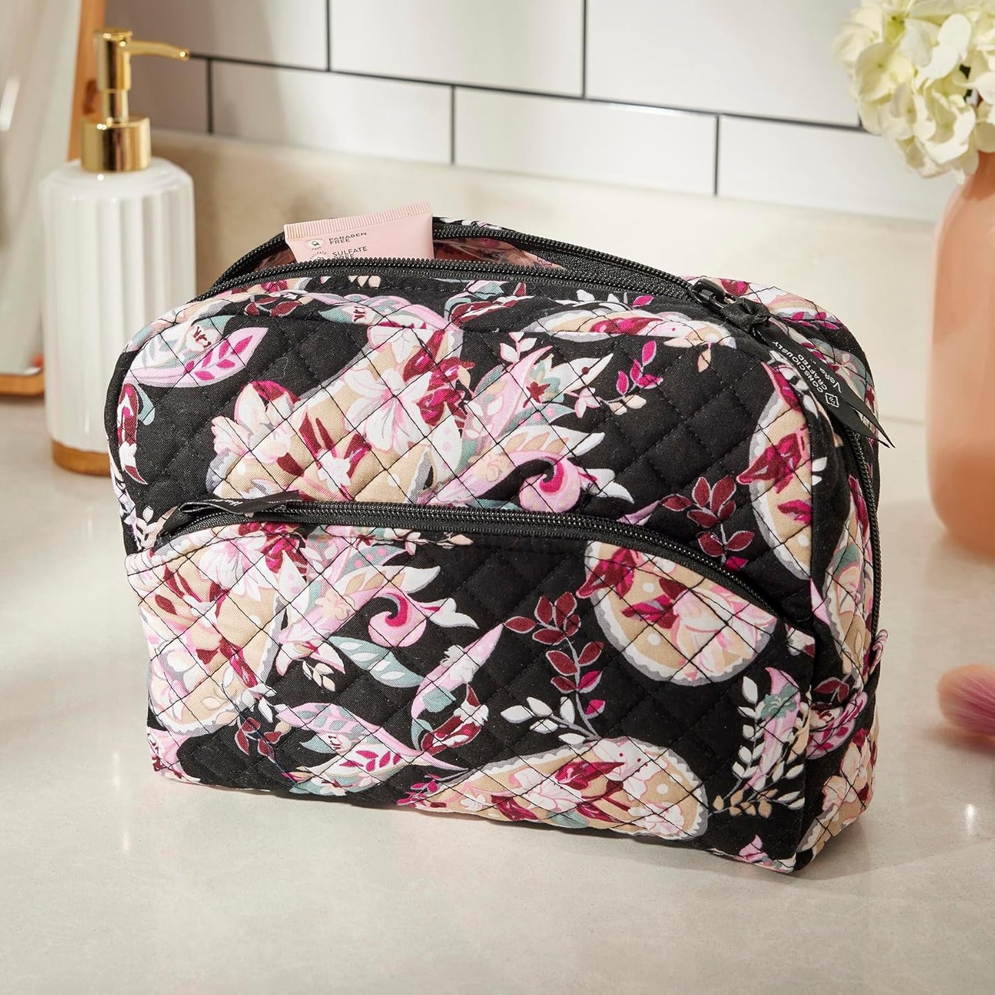 Cosmetic Makeup Organizer Bag - Large Cotton Design for Women | Stylish & Functional