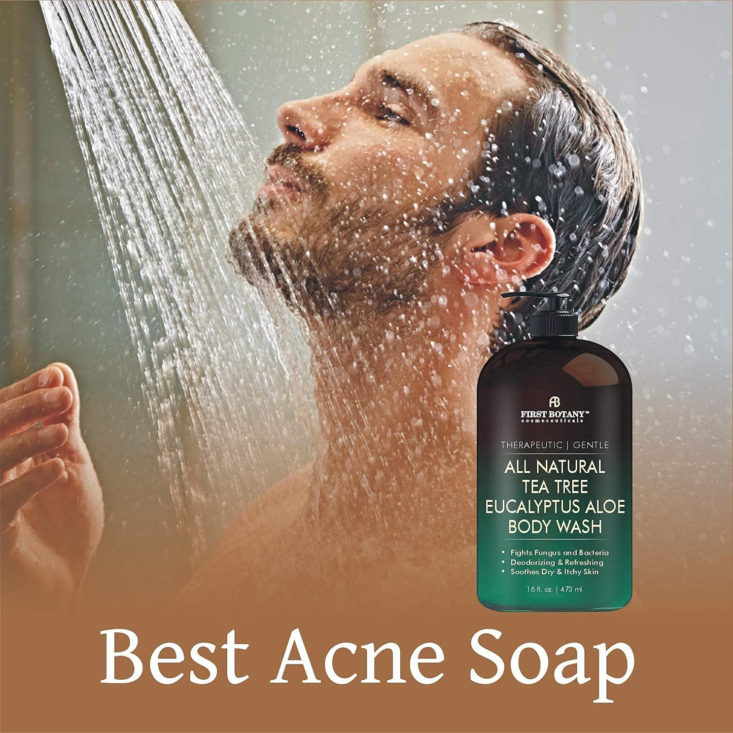 Tea Tree Body Wash - All Natural Eucalyptus & Peppermint Cleanser for Body Odor, Acne, Eczema | 16 fl oz