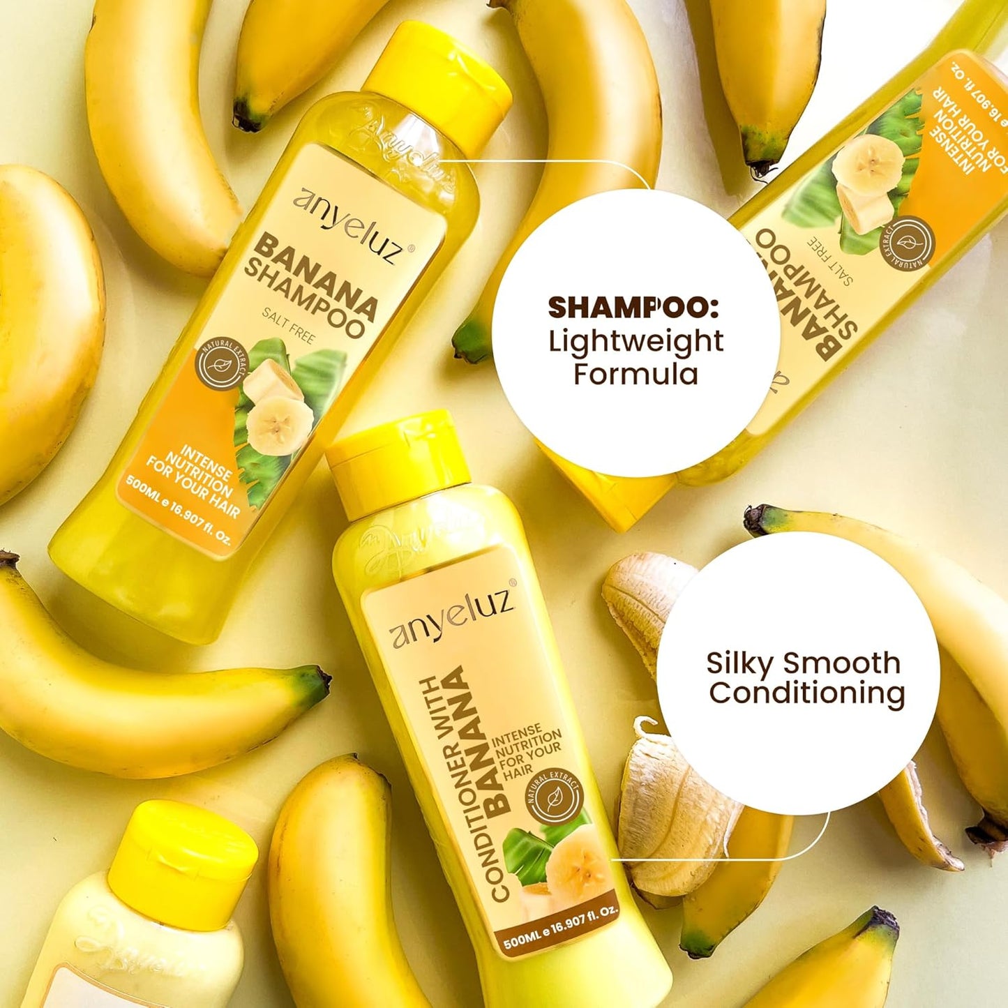 Banana Hair Care Duo Set - Moisturizing Shampoo & Nourishing Conditioner for Dry, Damaged Hair | Natural Fruit-Infused Hydration