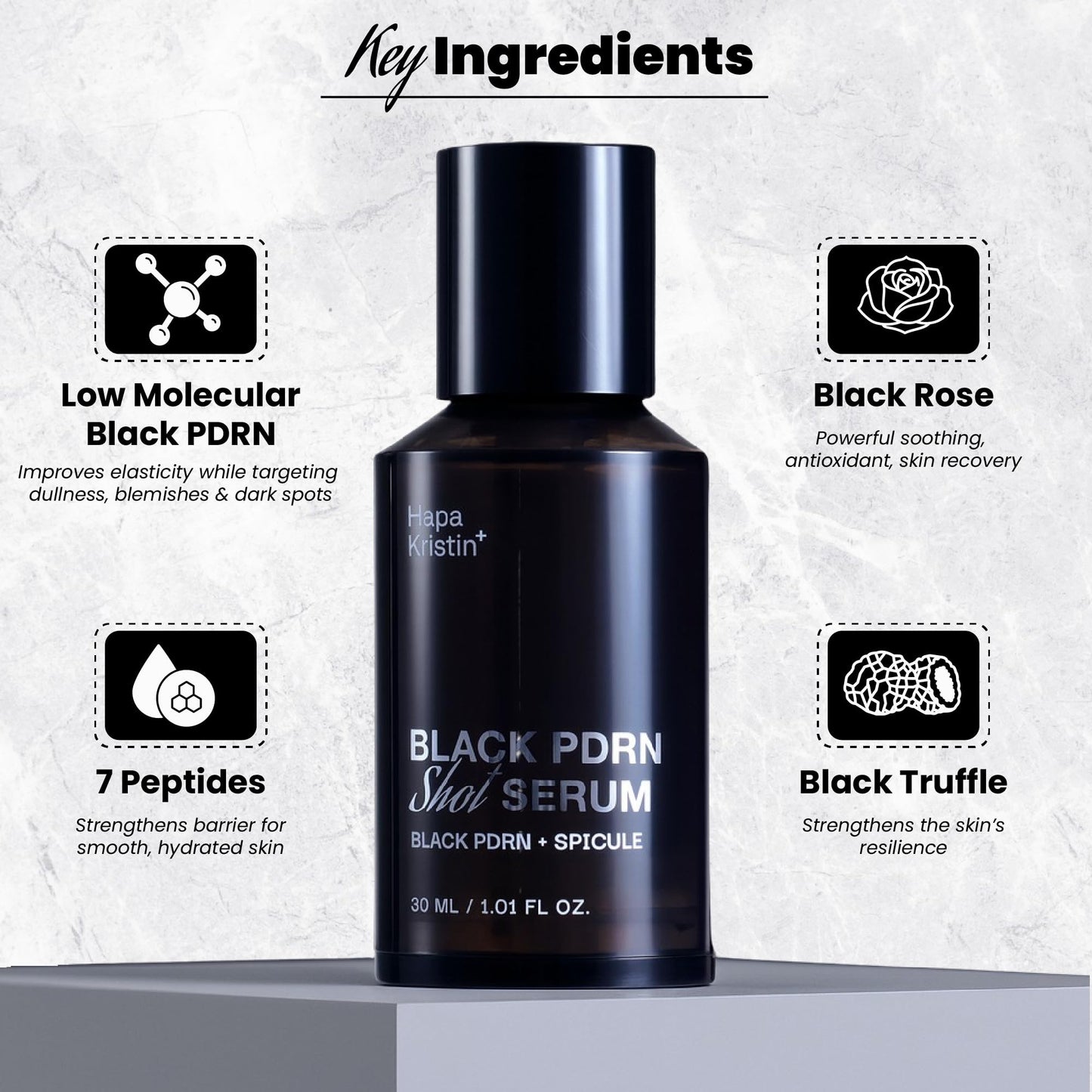 HAPA KRISTIN Black PDRN Shot Serum, Spicule Microneedling, 1.01 oz