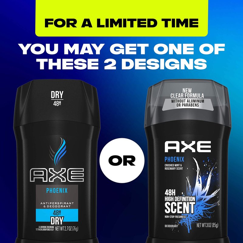 AXE Dual Action Deodorant Stick for Long Lasting Odor Protection Phoenix Crushed Mint & Rosemary Mens Formulated Without Aluminum 3 oz