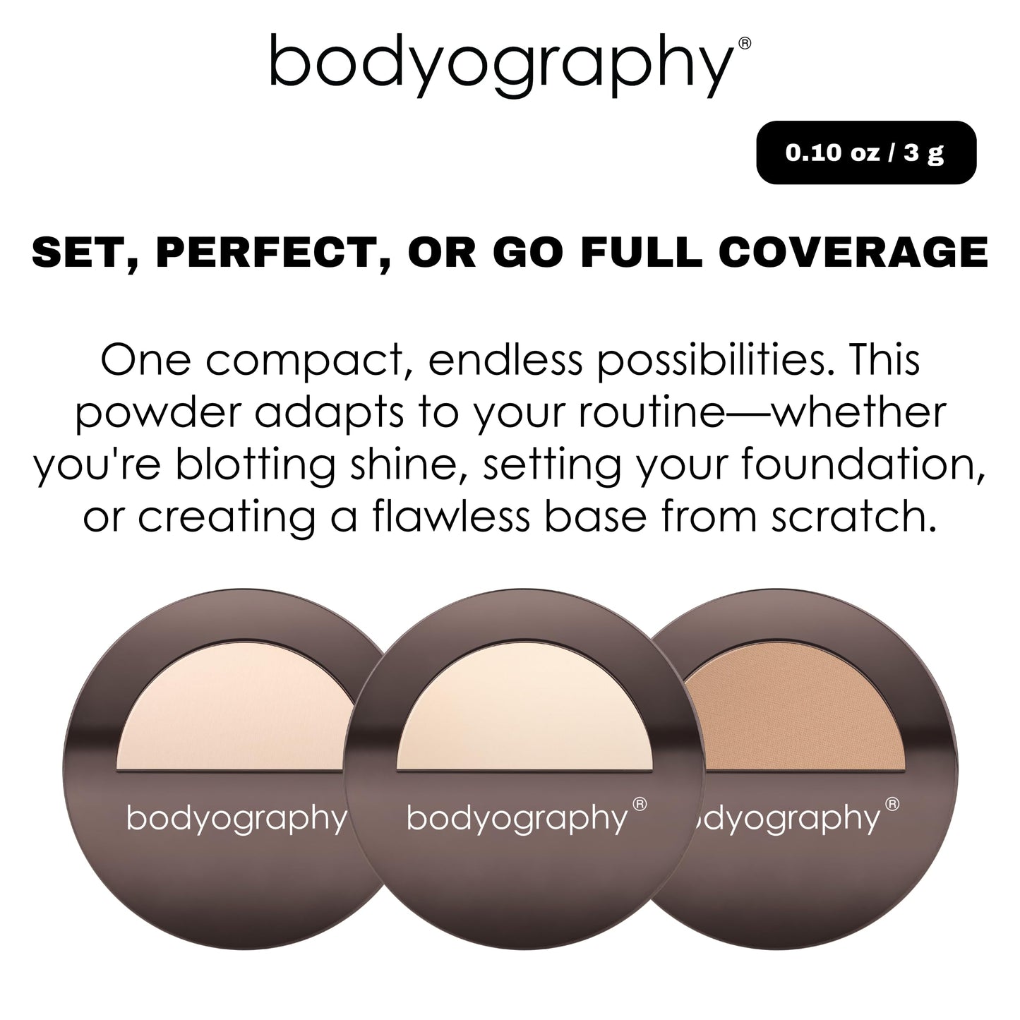 Bodyography Every Finish Micro-Fine Pressed Powder, Dark | Multipurpose Face Powder with Ceramide 2 and Dermaxyl | Lightweight, Silky Texture | For Smooth, Flawless Skin