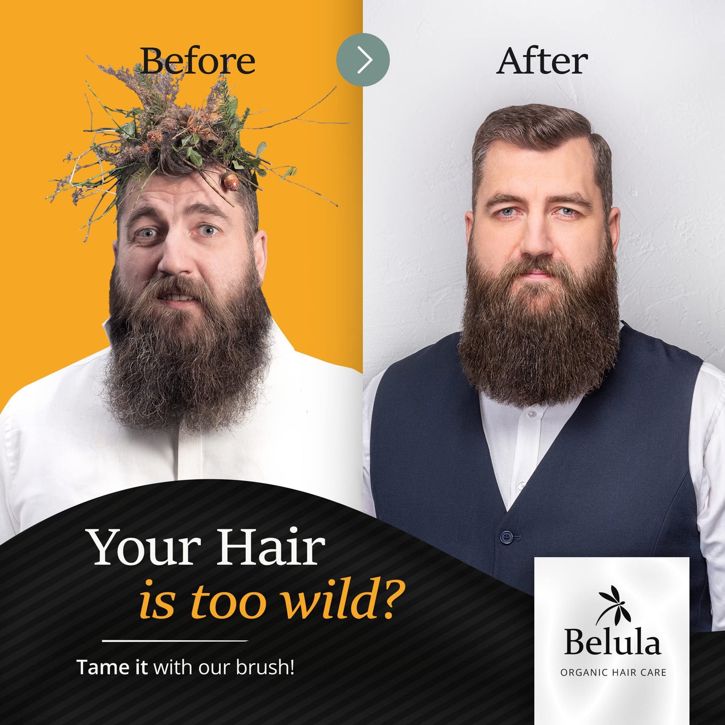Belula Boar Bristle Hair Brush Set for Men - Soft Mens Hair Brush for Thin, Normal & Short Hair - Includes Wooden Comb, 2 Palm Brushes & Travel Bag - Best Hair Brushes for Men!