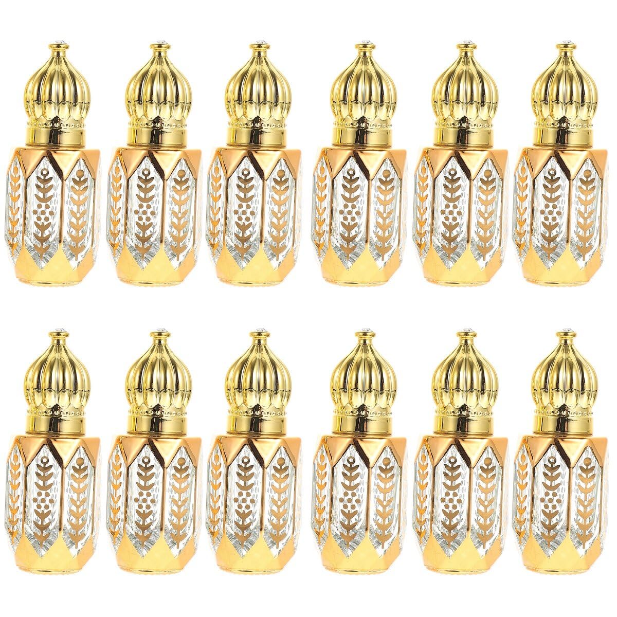 GLEAVI 12 pcs Essential Ml Mini Fragrance Exquisite Tiny Er Perfume Refillable Plastic Oil DIY Sub-ing Perfumes Balms On Golden Dispensing Gold Arabic Small for Container