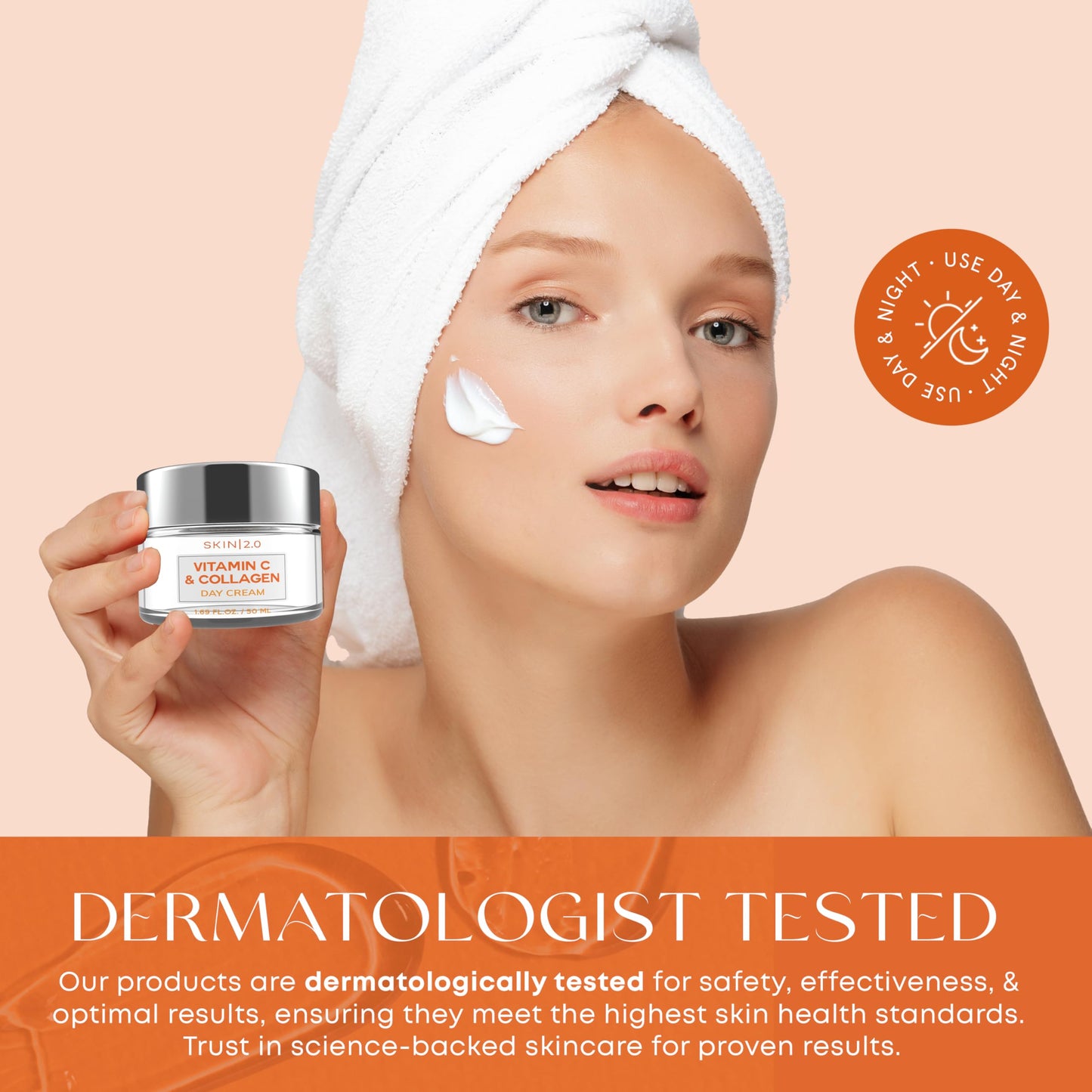 Skin 2.0 Vitamin C & Collagen Face Moisturizer - Dermatologist Tested, Anti-Aging, Skin Tightening - Brightening, Clean Beauty, Cruelty-Free, Korean Skincare for All Skin Types - 1.69 Fl oz