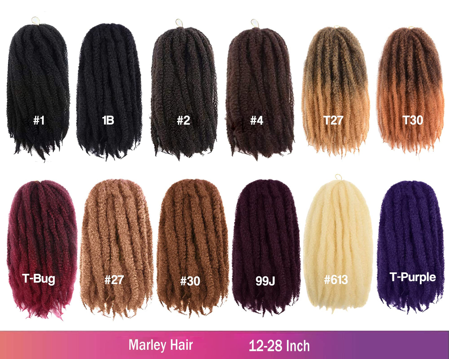 ToyoTress Marley Twist Braiding Hair - 18 Inch 6 Packs Black Marley Hair For Faux Locs, Marley Twist Crochet Hair Afro Kinky Curly Crochet Braids Synthetic Braiding Hair (18 Inch, 1B-6P)