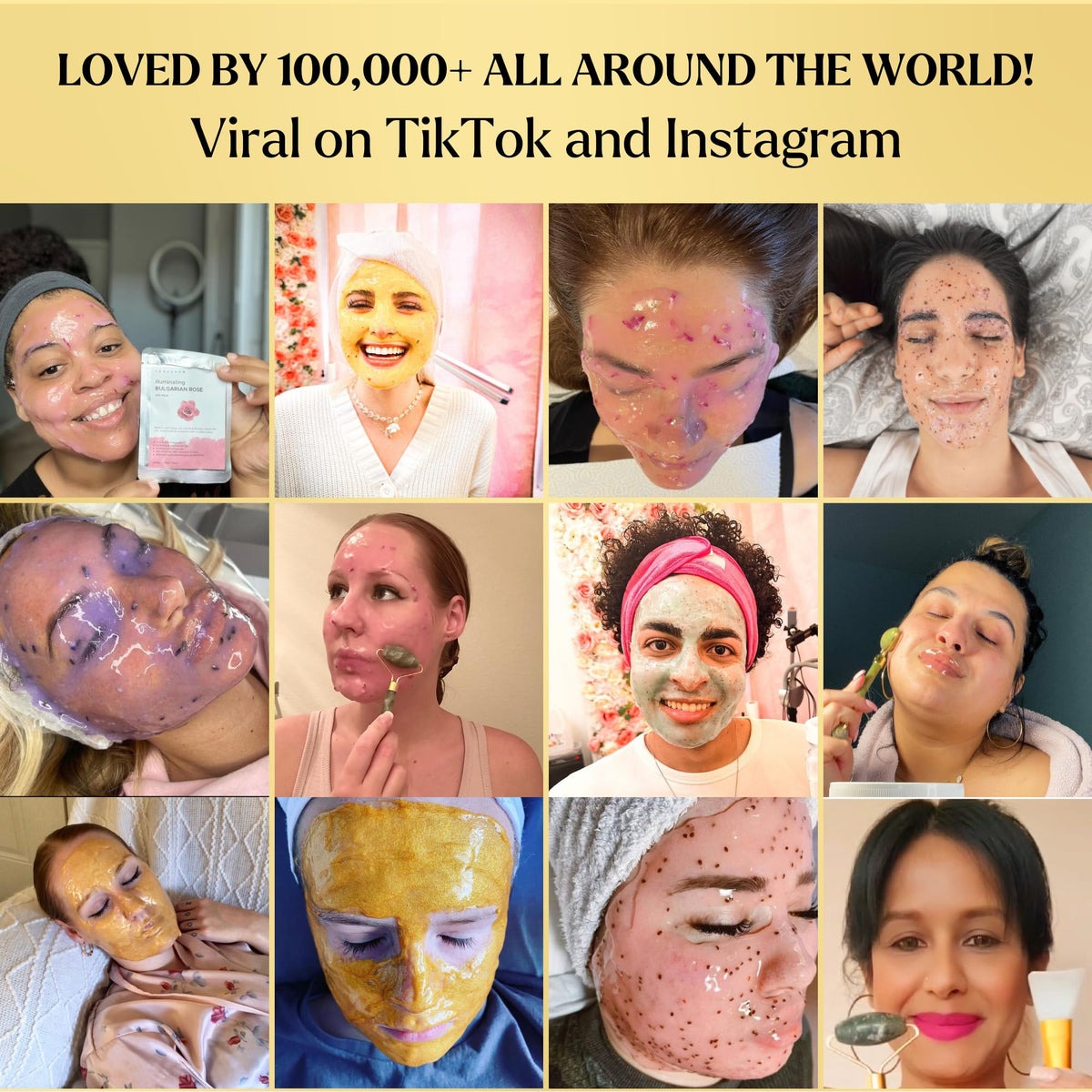 VogueNow Jelly Face Mask for Facials - 24K Gold Hydrating, Brightening & Nourishing Jelly Mask with Free Jade Roller & Spatula | Professional Hydrojelly Masks | Vajacial Jelly Mask Powder | 23 Oz Jar
