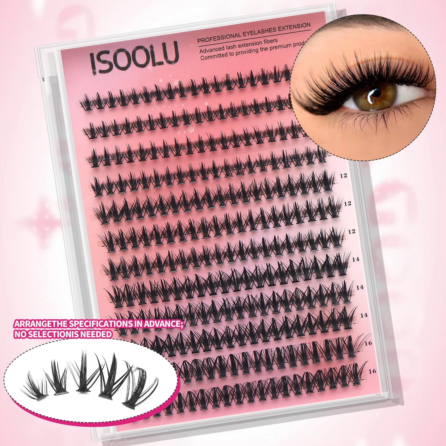ISOOLU Lash Clusters Manga Individual Lashes Wispy Eyelash Clusters WideSpan Eyelash Extension Kit with Lash Bond and Seal Wet-Look Spiky Cluster Lashes (4Aesthetic‌ Kit)