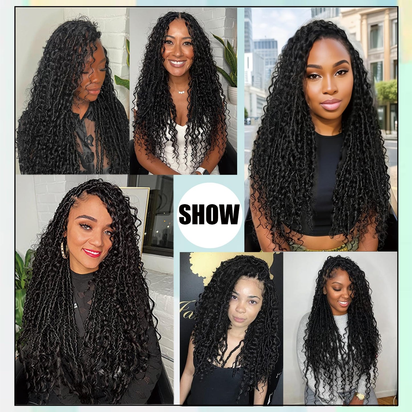 T1 30 27 Goddess Locs Crochet Hair Brown Blonde Ombre Pre Looped Braiding Hair 84 Strands Bohemian Faux Loc Boho Braids 30 Inch River Locs Dreadlocs Hair for Black Women