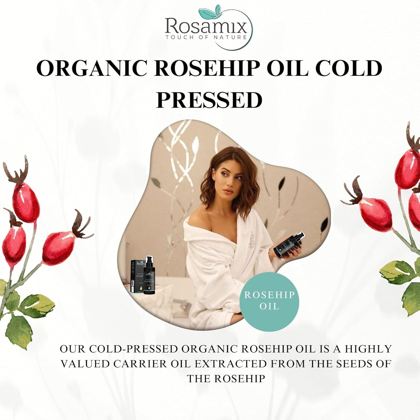 Cold Pressed Rosehip Oil - 100% Pure Natural Moisturizer for Face, Hair & Skin | 100ml