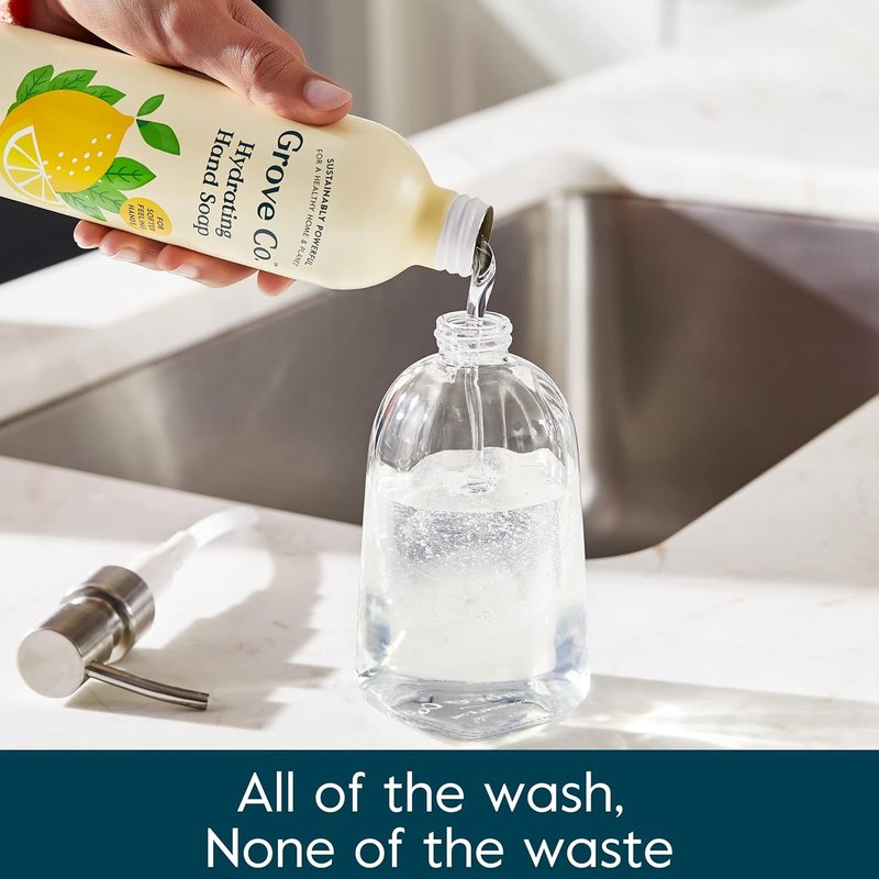 Grove Co. Hydrating Gel Hand Soap Refills - Plastic-Free Liquid Soap Set | 3 x 13 Fl Oz, Natural Lemon & Eucalyptus Fragrance