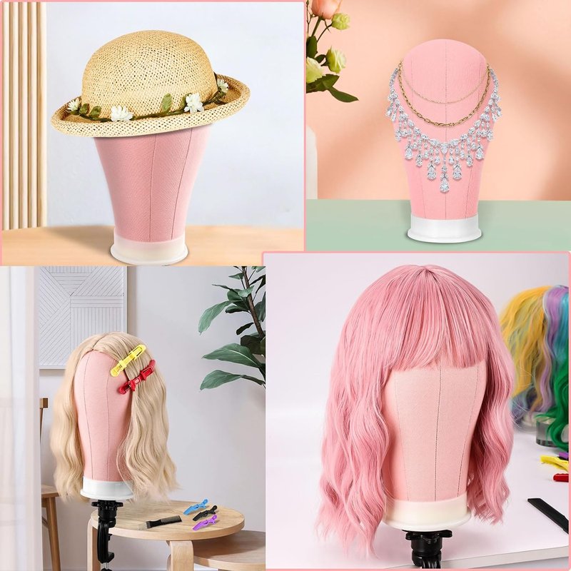 63-Inch Tall Wig Stand Tripod with 22-Inch Mannequin Head | Adjustable Holder & Wig Caps Kit for Styling Multiple Wigs