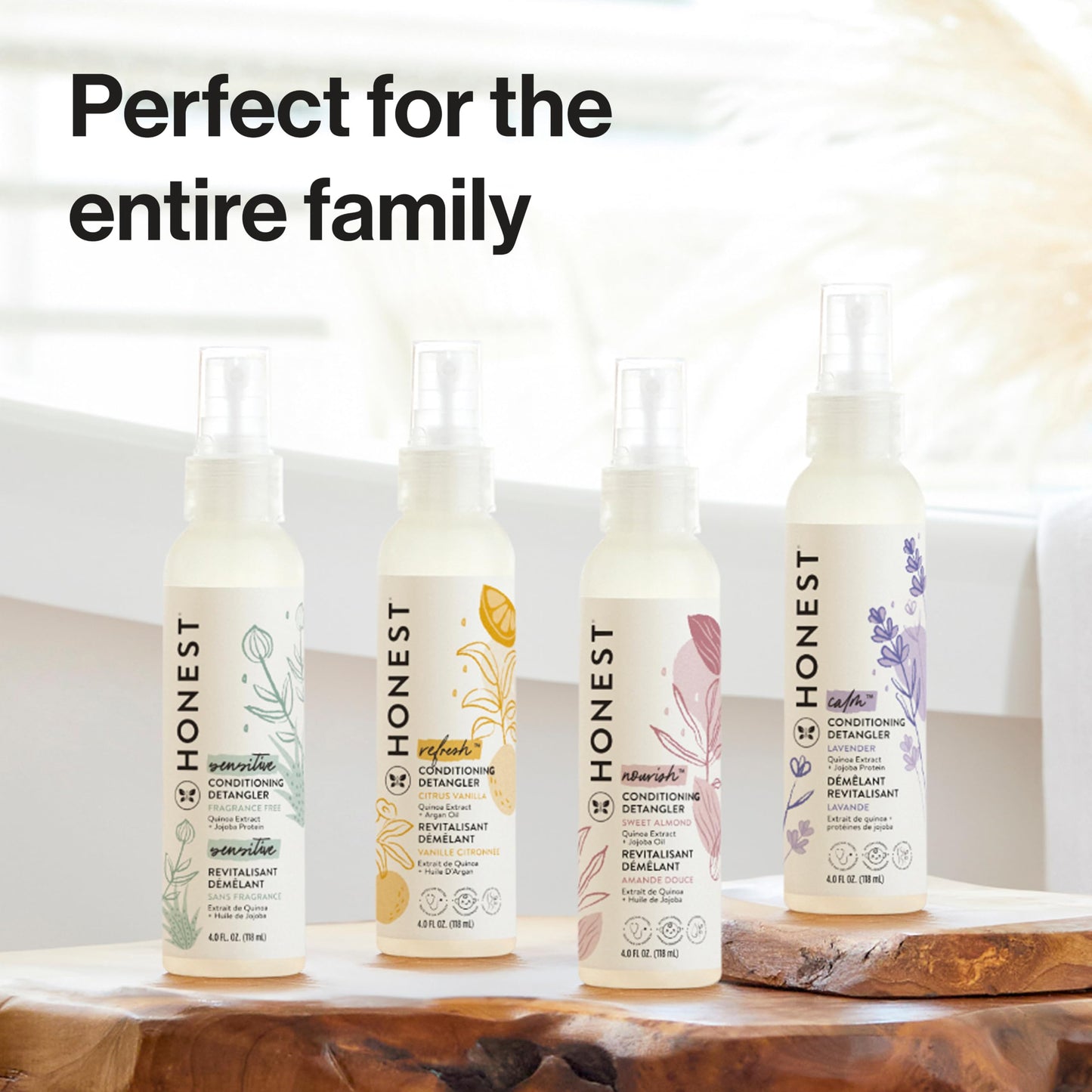 The Honest Company Conditioning Hair Detangler, Tear-Free, Hypoallergenic, Leave-In Conditioner and Fortifying Spray, Citrus Vanilla Refresh, 4 fl oz