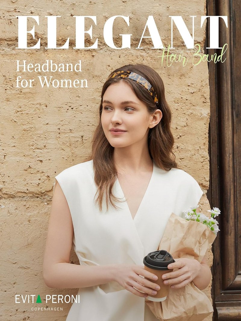 Evita Peroni Wide Headbands for Women - No Slip Acetate Resin Hair Bands | Tortoise Color